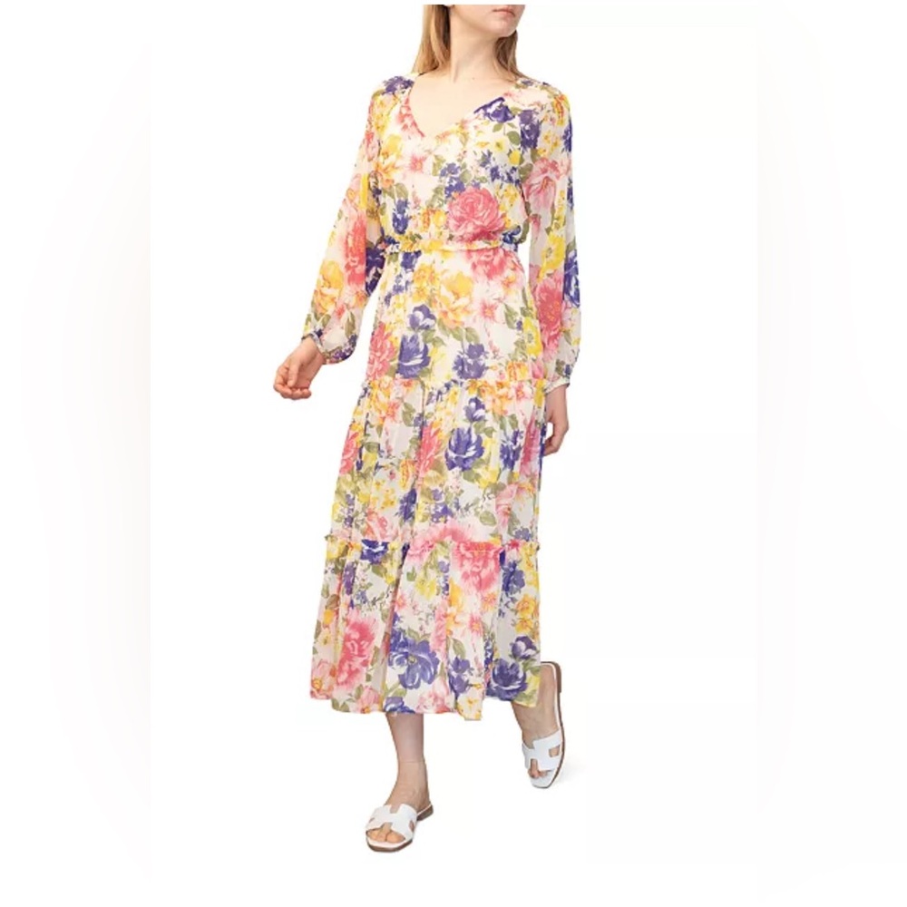 Dylan Ryan Juniors' Floral Long Sleeve Tiered Maxi Dress
